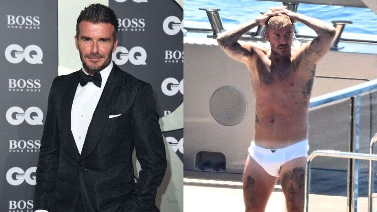 David Beckham Takes a Shower in a Tiny White Bathing Suit on a Yacht